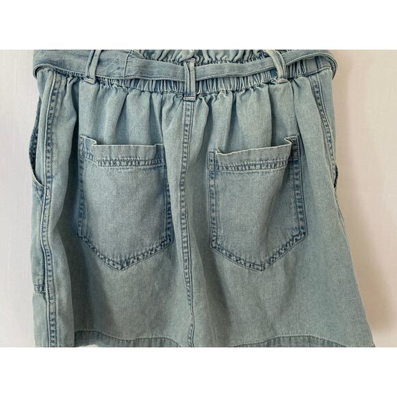Womens Small Denim Mini Skirt American Eagle Faded w/ pockets pull on GUC - Picture 5 of 7